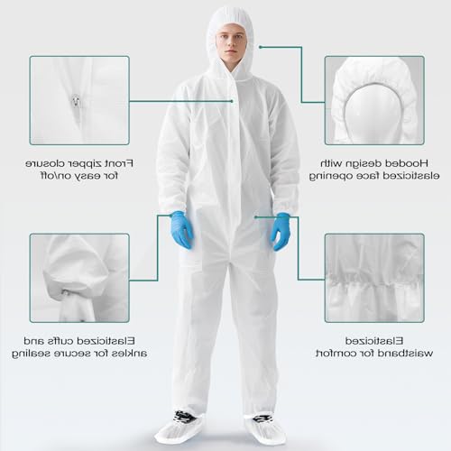 Disposable Protective Coveralls with Hood - 5 Pack, image 5