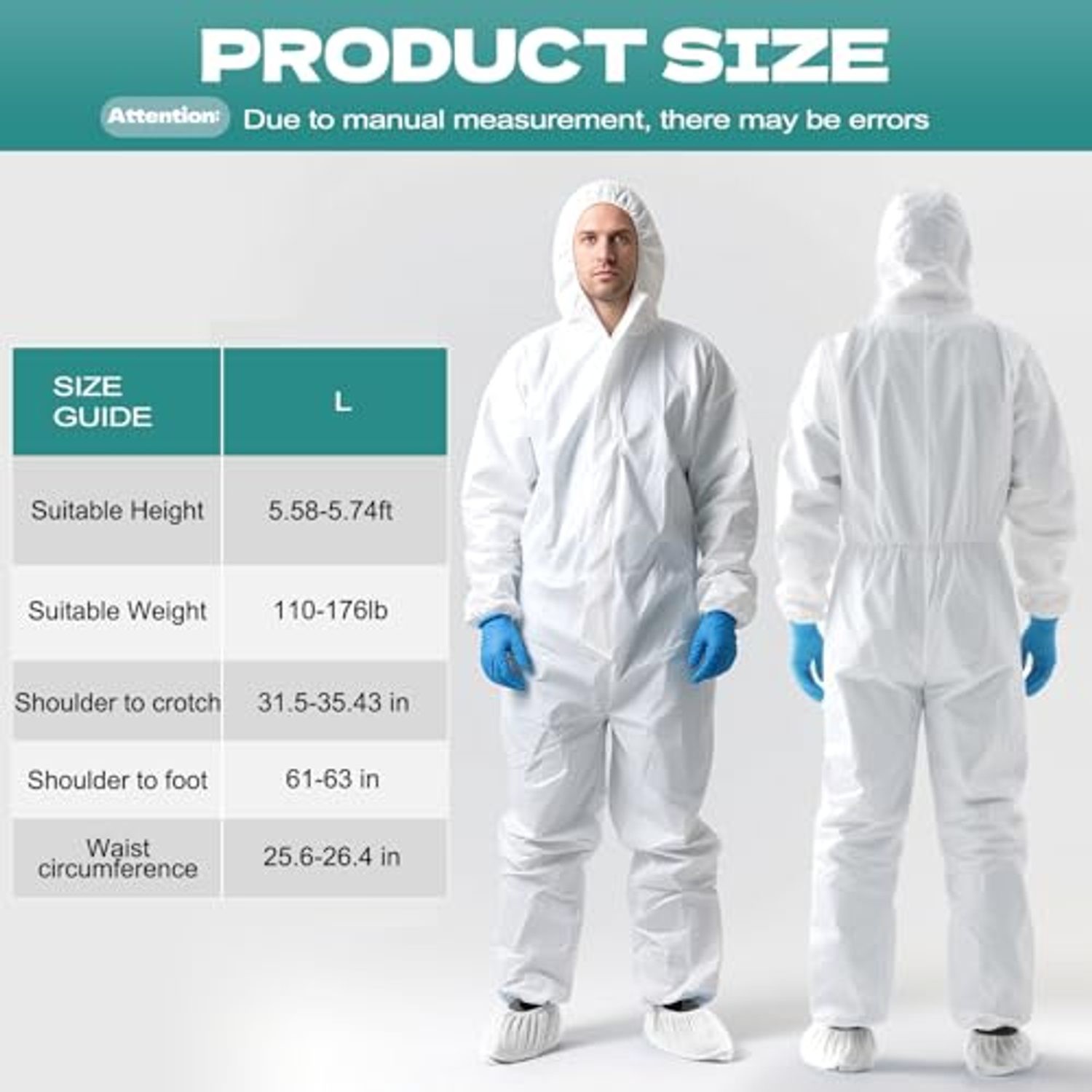 Disposable Protective Coveralls with Hood - 5 Pack, image 3