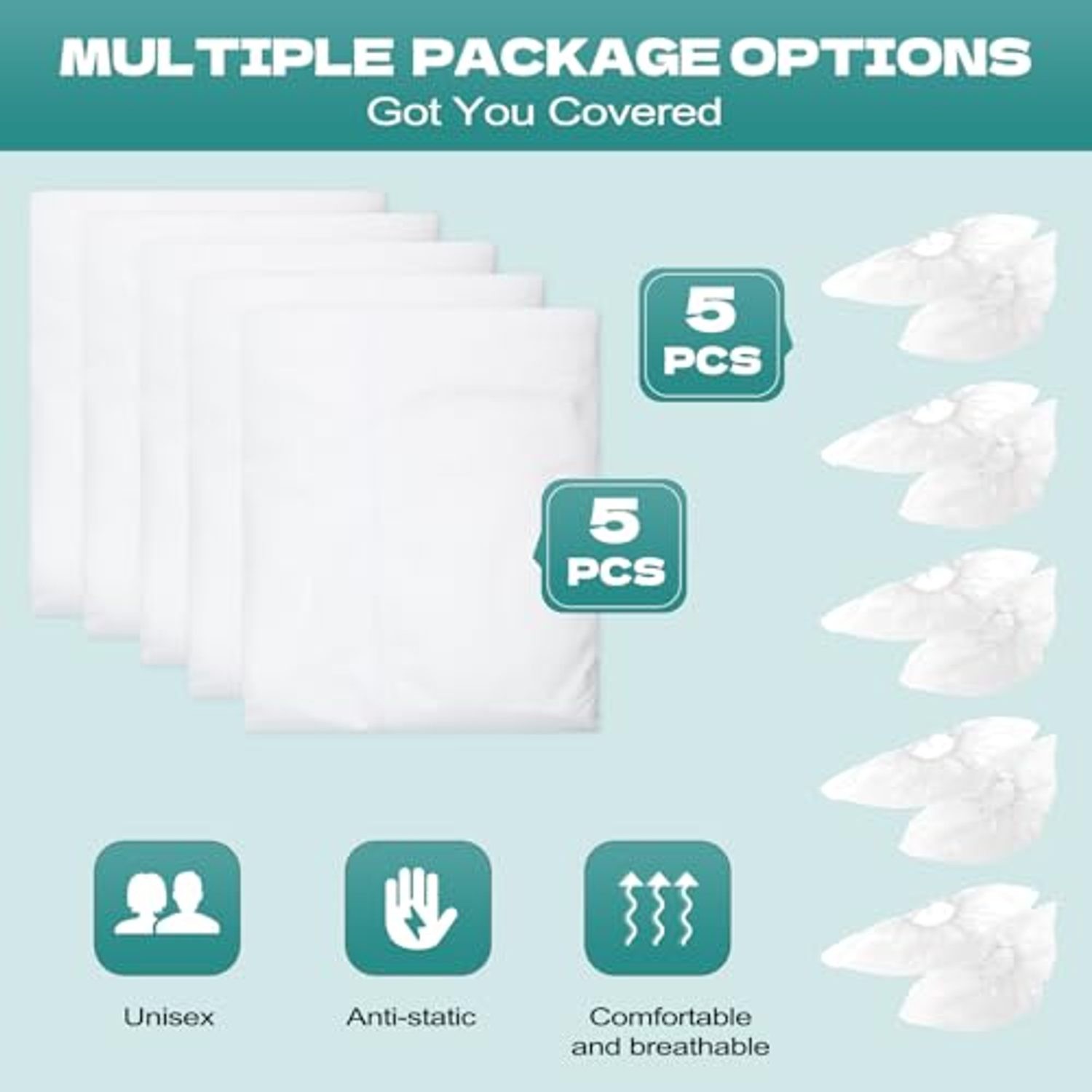 Disposable Protective Coveralls with Hood - 5 Pack, image 4