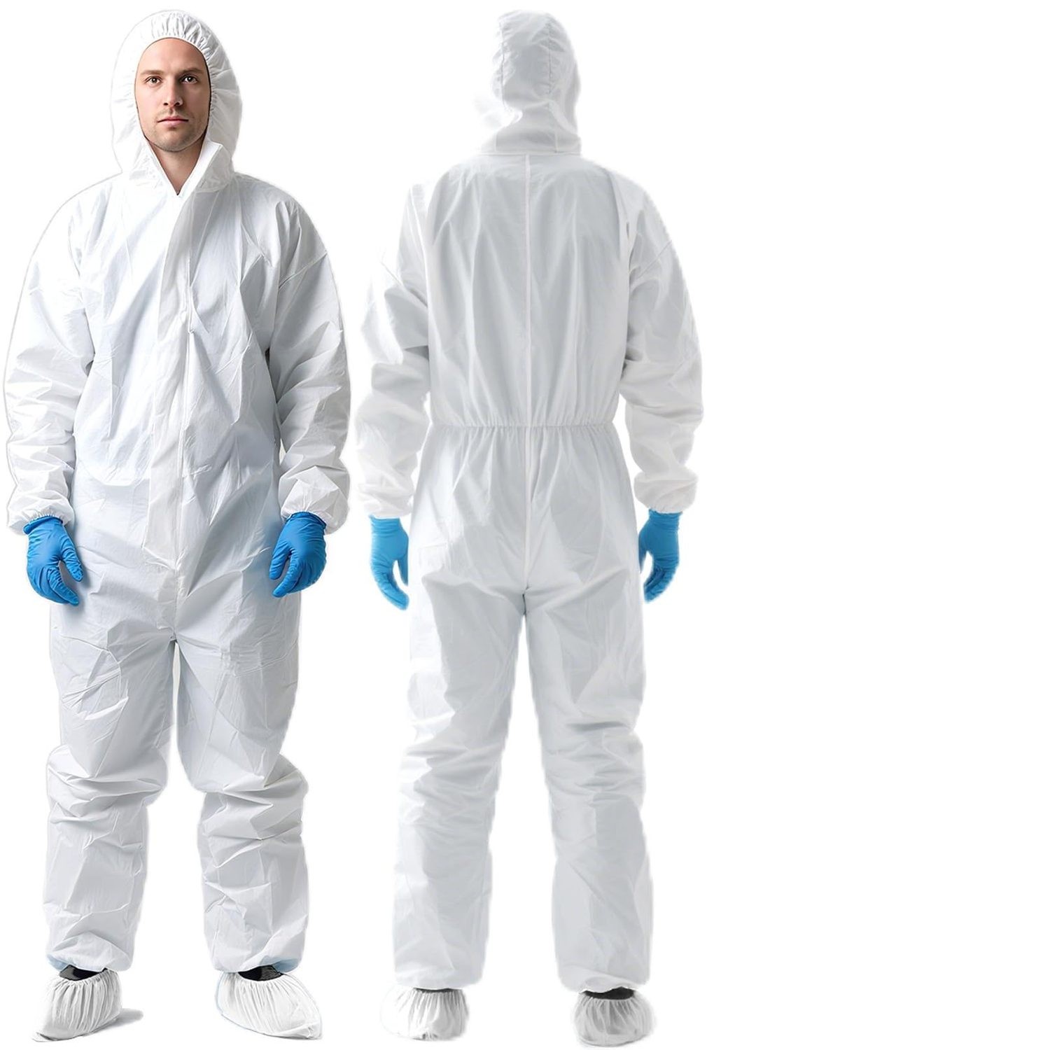 Disposable Protective Coveralls with Hood - 5 Pack