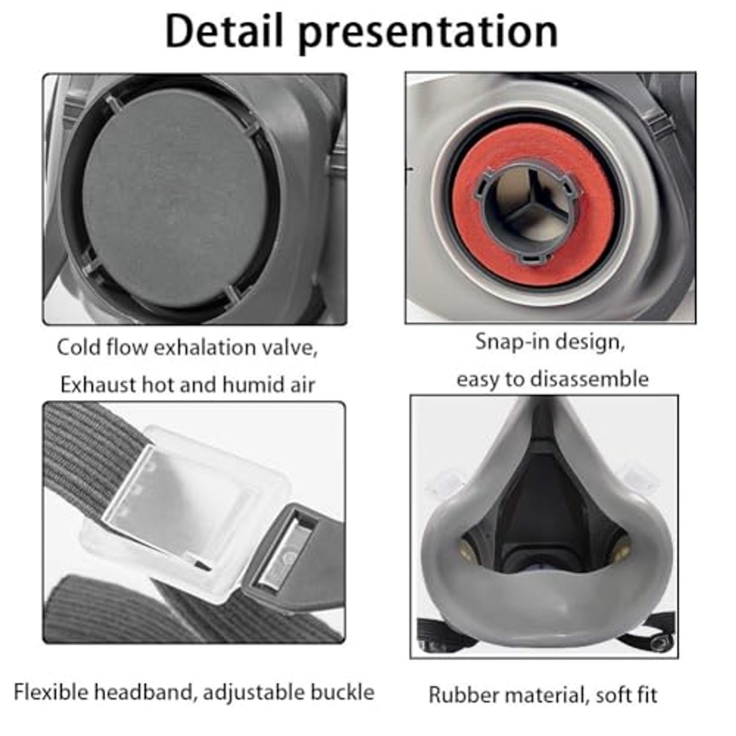 Reusable Half Face Respirator Mask Kit with Safety Goggles & Filters, image 5