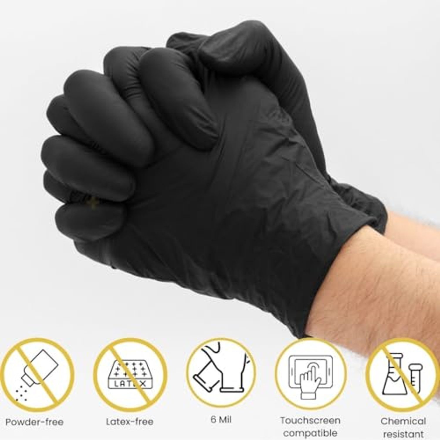 Heavy-Duty Black Nitrile Disposable Gloves - Box of 100, image 4